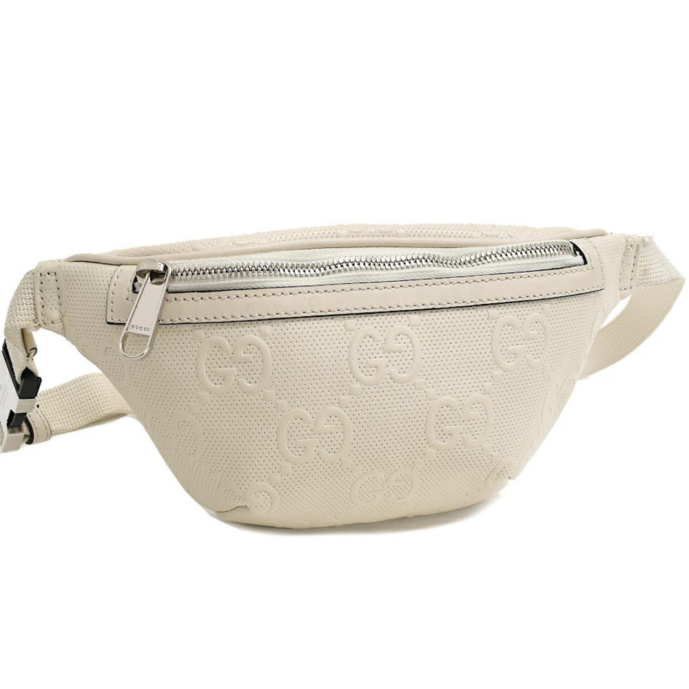 Gucci Belt Bag Body GG Embossed Leather White